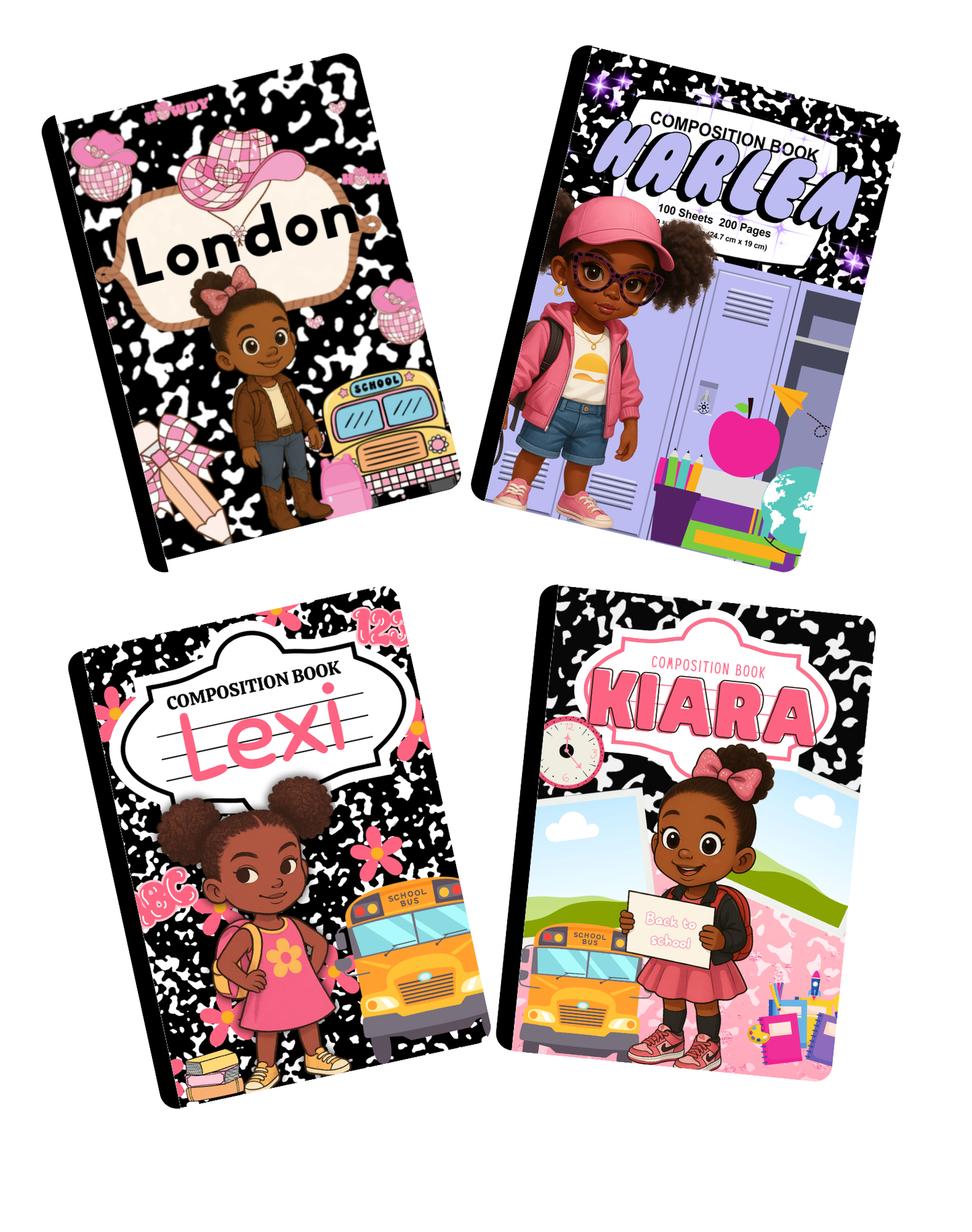 Back to School Editable Composition Notebook Covers – 8 Canva Templates!