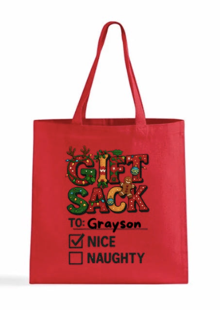 Personalized "Gift Sack" Christmas Tote Bag
